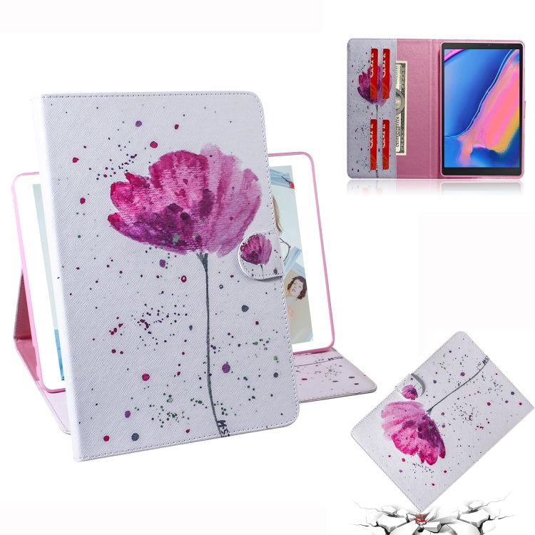 Purple Orchids Pattern Horizontal Flip Leather Case for Galaxy Tab A 8 (2019) / P200 / P205, with Holder & Card Slot & Wallet by bashfashion