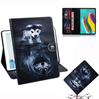 Wolf and Dog Pattern Horizontal Flip Leather Case for Galaxy Tab S5E T720 / T725, with Holder & Card Slot & Wallet by bashfashion