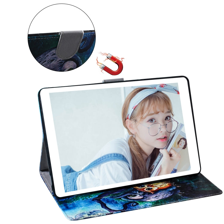 Oil Owl Pattern Horizontal Flip Leather Case for Galaxy Tab S5E T720 / T725, with Holder & Card Slot & Wallet by bashfashion