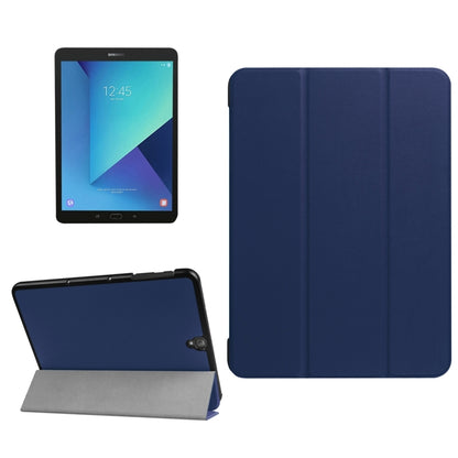 For Galaxy Tab S3 9.7 inch T820 / T825 Custer Texture Horizontal Flip Leather Case with 3-folding Holder(Dark Blue) by bashfashion