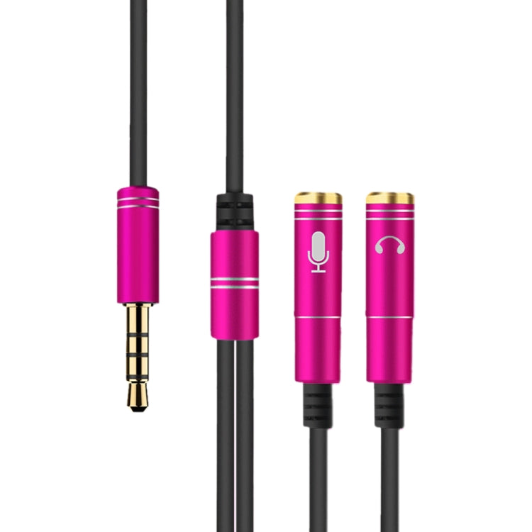 2 in 1 3.5mm Male to Double 3.5mm Female TPE High-elastic Audio Cable Splitter, Cable Length: 32cm(Rose Red) by bashfashion
