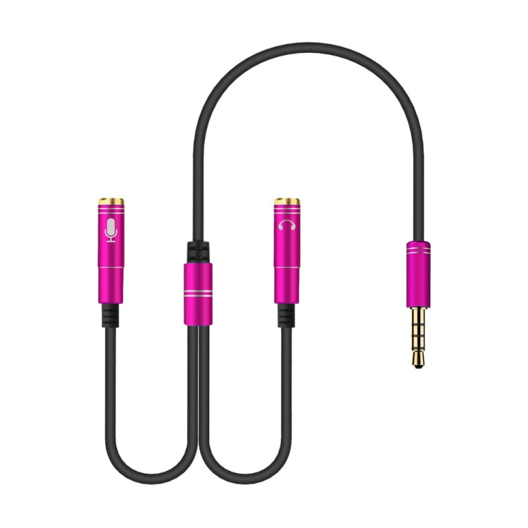 2 in 1 3.5mm Male to Double 3.5mm Female TPE High-elastic Audio Cable Splitter, Cable Length: 32cm(Rose Red) by bashfashion