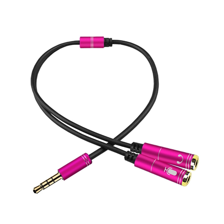 2 in 1 3.5mm Male to Double 3.5mm Female TPE High-elastic Audio Cable Splitter, Cable Length: 32cm(Rose Red) by bashfashion