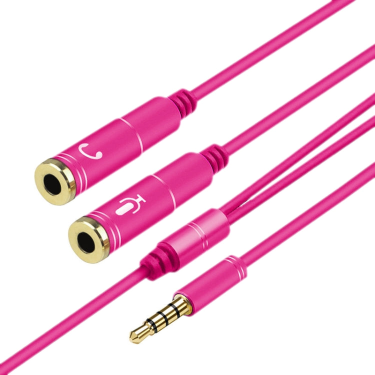2 in 1 3.5mm Male to Double 3.5mm Female TPE High-elastic Audio Cable Splitter, Cable Length: 32cm(Rose Red) by bashfashion