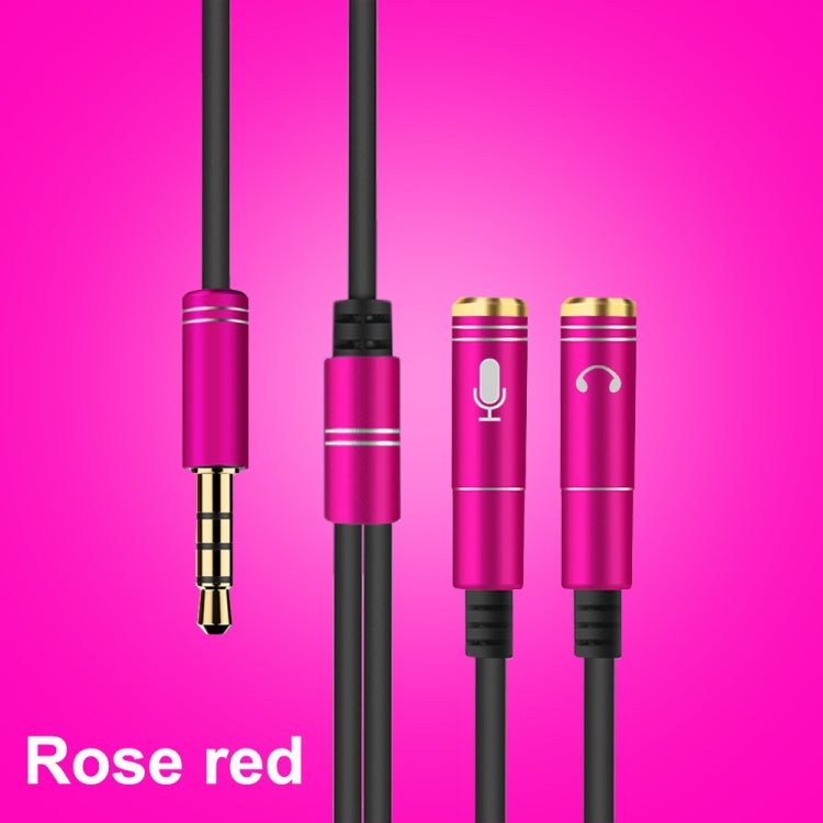 2 in 1 3.5mm Male to Double 3.5mm Female TPE High-elastic Audio Cable Splitter, Cable Length: 32cm(Rose Red) by bashfashion