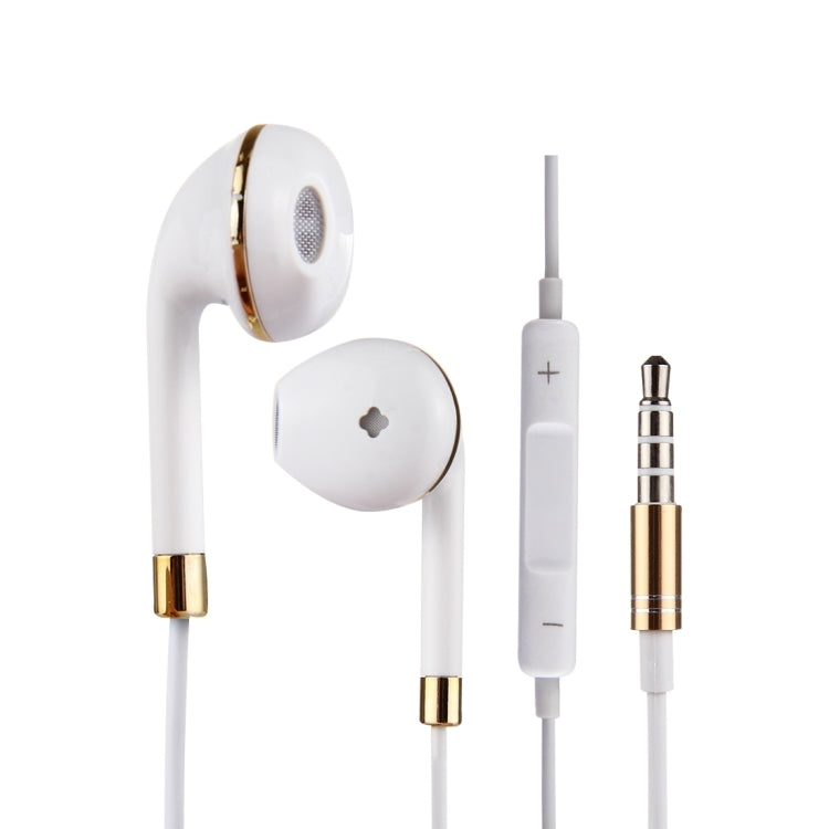 White Wire Body 3.5mm In-Ear Earphone with Line Control & Mic(Gold) by bashfashion