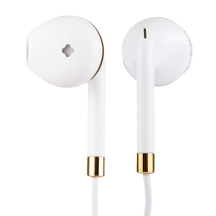 White Wire Body 3.5mm In-Ear Earphone with Line Control & Mic(Gold) by bashfashion