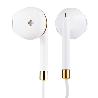 White Wire Body 3.5mm In-Ear Earphone with Line Control & Mic(Gold) by bashfashion