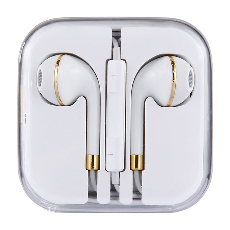 White Wire Body 3.5mm In-Ear Earphone with Line Control & Mic(Gold) by bashfashion