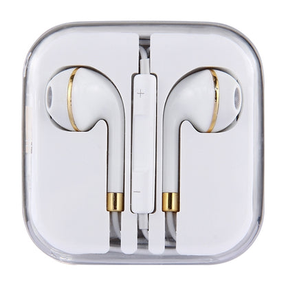 White Wire Body 3.5mm In-Ear Earphone with Line Control & Mic(Gold) by bashfashion