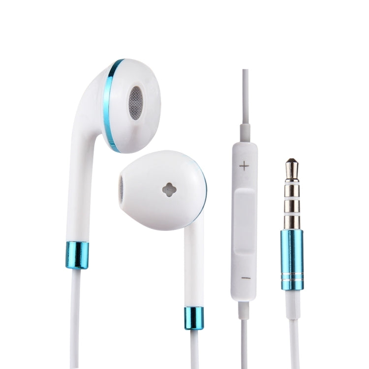 White Wire Body 3.5mm In-Ear Earphone with Line Control & Mic(Blue) by bashfashion