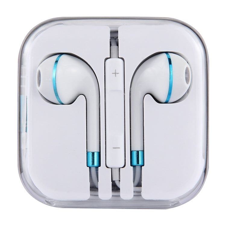 White Wire Body 3.5mm In-Ear Earphone with Line Control & Mic(Blue) by bashfashion