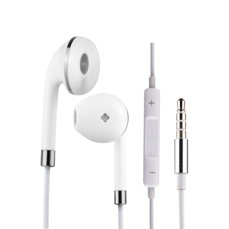 White Wire Body 3.5mm In-Ear Earphone with Line Control & Mic(Silver) by bashfashion