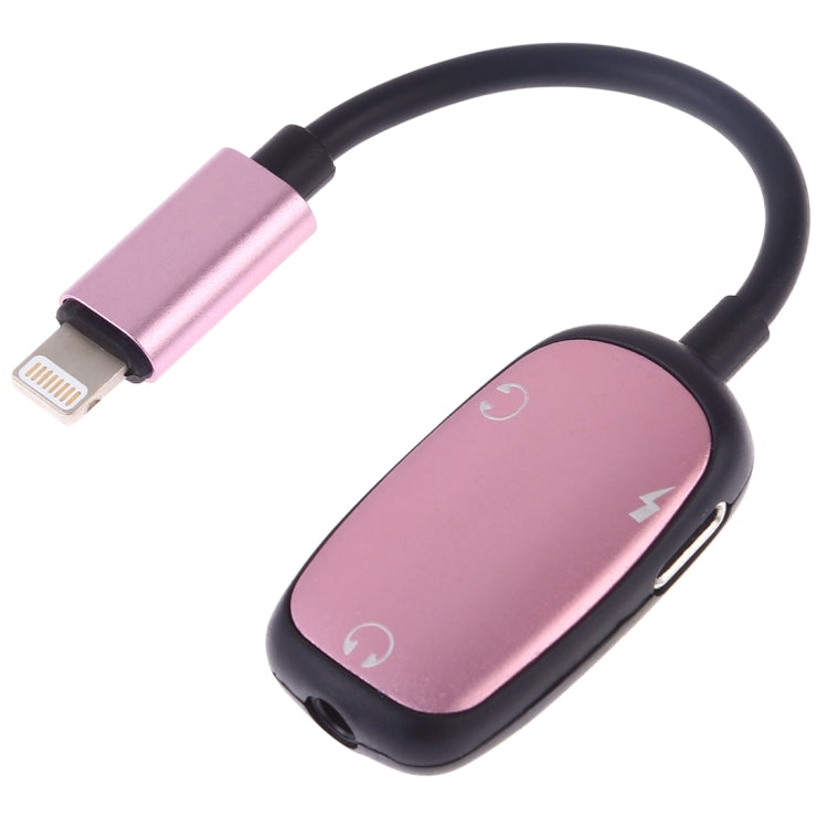 8 Pin to 8 Pin Charging Interface + 8 Pin Earphone Interface + 3.5mm Audio Interface Earphone Adapter(Pink) by bashfashion