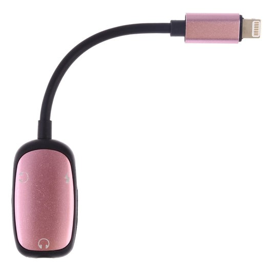 8 Pin to 8 Pin Charging Interface + 8 Pin Earphone Interface + 3.5mm Audio Interface Earphone Adapter(Pink) by bashfashion