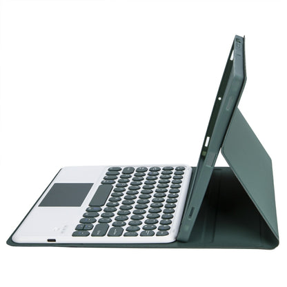 For iPad 11 2025 / 10th Gen 10.9 2022 YA10B-A Lambskin Texture Bluetooth Touch Keyboard Leather Tablet Case with Pen Slot (Dark Green) by bashfashion