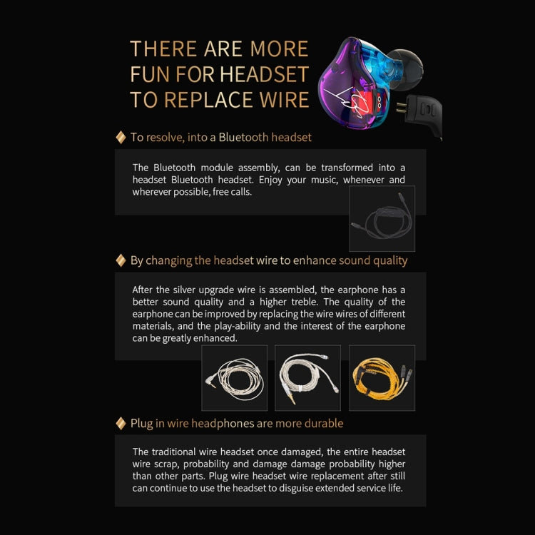 KZ ZST 1.2m 3.5mm Hanging Ear In-Ear Style Wire Control Earphone, For iPhone, iPad, Galaxy, Huawei, Xiaomi, LG, HTC and Other Smart Mobile Phones by KZ