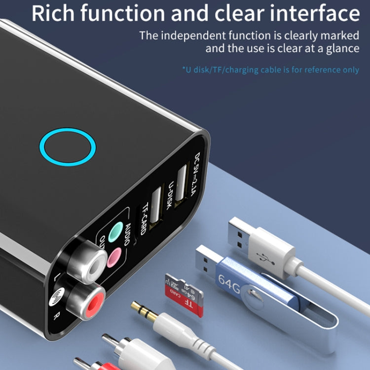 K16 2 in 1 3.5mm AUX + RAC Dual Output Plug-in Bluetooth 5.0 Audio Transmitter Receiver with Remote Control, EU Plug (Black) by bashfashion
