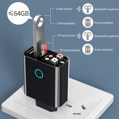 K16 2 in 1 3.5mm AUX + RAC Dual Output Plug-in Bluetooth 5.0 Audio Transmitter Receiver with Remote Control, EU Plug (Black) by bashfashion