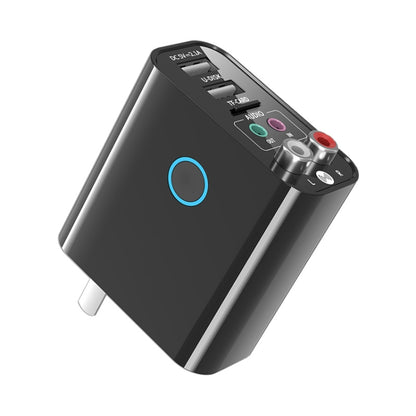 K16 2 in 1 3.5mm AUX + RAC Dual Output Plug-in Bluetooth 5.0 Audio Transmitter Receiver with Remote Control, CN Plug (Black) by bashfashion