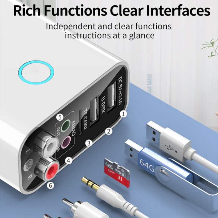 K16 2 in 1 3.5mm AUX + RAC Dual Output Plug-in Bluetooth 5.0 Audio Transmitter Receiver with Remote Control, CN Plug (Black) by bashfashion