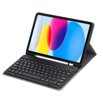 For iPad 11 2025 / 10th Gen 10.9 2022 A10B Lambskin Texture Ultra-thin Bluetooth Keyboard Leather Tablet Case with Pen Slot(Black) by bashfashion