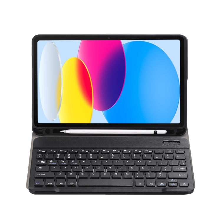 For iPad 11 2025 / 10th Gen 10.9 2022 A10B Lambskin Texture Ultra-thin Bluetooth Keyboard Leather Tablet Case with Pen Slot(Black) by bashfashion