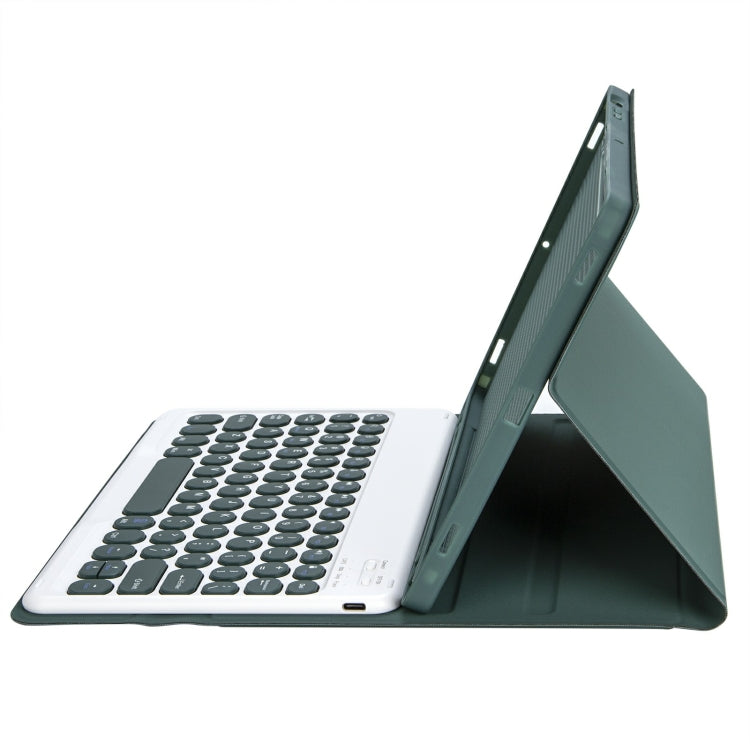 For iPad 11 2025 / 10th Gen 10.9 2022 YA10B Lambskin Texture Bluetooth Keyboard Leather Tablet Case with Pen Slot (Dark Green) by bashfashion
