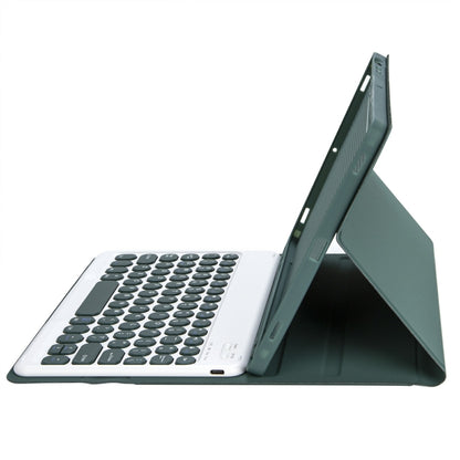 For iPad 11 2025 / 10th Gen 10.9 2022 YA10B Lambskin Texture Bluetooth Keyboard Leather Tablet Case with Pen Slot (Dark Green) by bashfashion