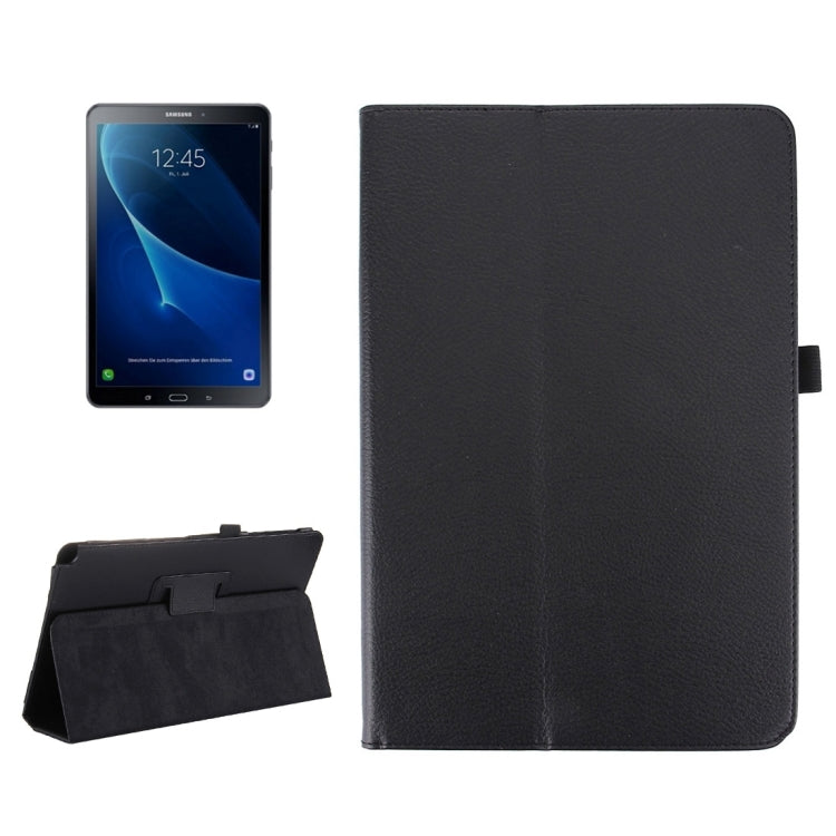 For Galaxy Tab A 10.1 (2016) / P585 Litchi Texture Horizontal Flip Leather Case with Holder(Black) by bashfashion