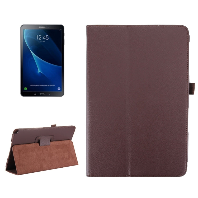 For Galaxy Tab A 10.1 (2016) / P585 Litchi Texture Horizontal Flip Leather Case with Holder(Brown) by bashfashion