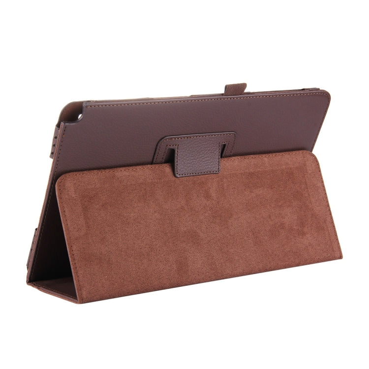 For Galaxy Tab A 10.1 (2016) / P585 Litchi Texture Horizontal Flip Leather Case with Holder(Brown) by bashfashion
