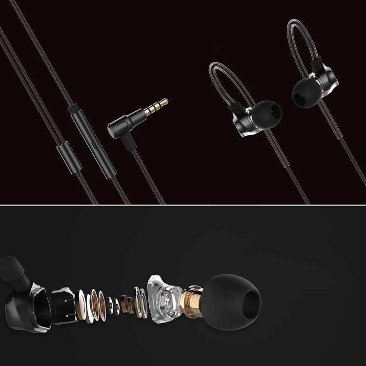 REMAX Multi-function Dual Moving Coil 3.5mm In-Ear Wired Music Earphone with Wire Control & MIC, For iPad, Laptop, iPhone, Samsung, HTC, Huawei, Xiaomi, and Other Smart Phones(Black) by REMAX