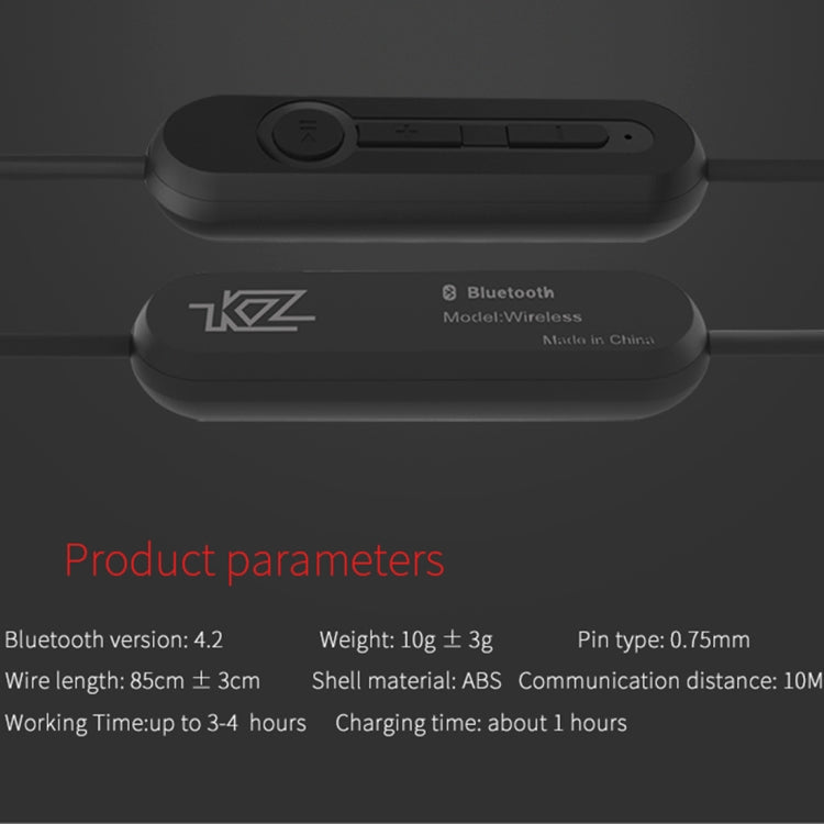 KZ ZST 85cm Bluetooth 4.2 Wireless Advanced Upgrade Module Earphone Cable(Black) by bashfashion
