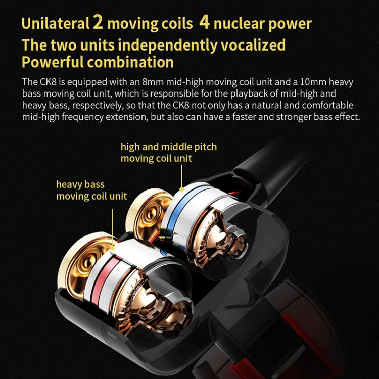 QKZ CK8 HiFi In-ear Four Unit Sports Music Headphones (Gold) by QKZ