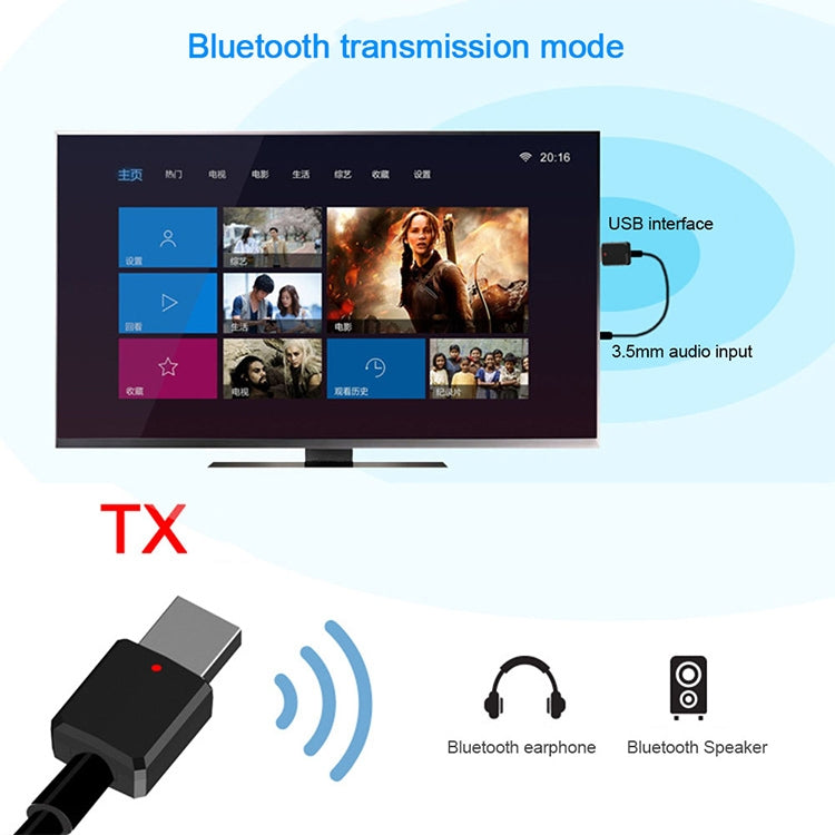 ZF169 Bluetooth5.0 Audio Receiver USB Bluetooth Adapter Bluetooth Transmitter Support Win8/10 by bashfashion
