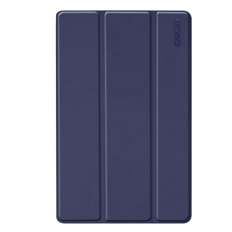 ENKAY PU Leather + Plastic Bottom Case with Three-folding Holder for Galaxy Tab A 10.1 (2019) T510 / T515(Dark Blue) by ENKAY