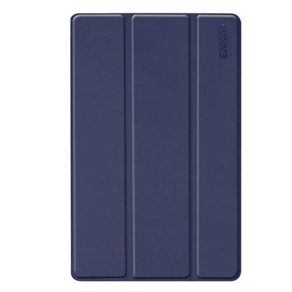 ENKAY PU Leather + Plastic Bottom Case with Three-folding Holder for Galaxy Tab A 10.1 (2019) T510 / T515(Dark Blue) by ENKAY