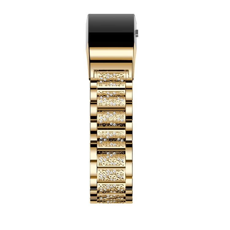 Diamond-studded Solid Stainless Steel Watch Band for Fitbit Charge 2(Gold) by bashfashion
