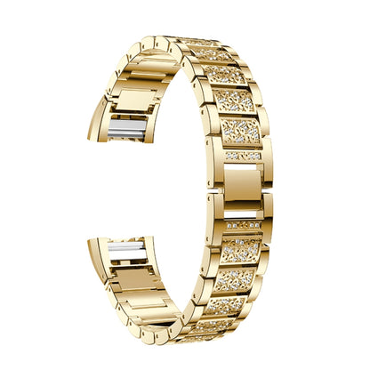 Diamond-studded Solid Stainless Steel Watch Band for Fitbit Charge 2(Gold) by bashfashion