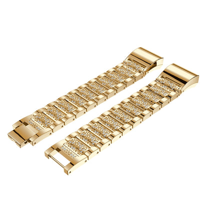 Diamond-studded Solid Stainless Steel Watch Band for Fitbit Charge 2(Gold) by bashfashion