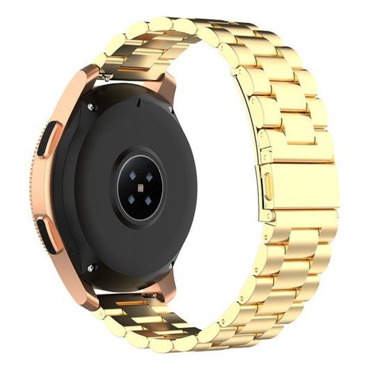 For Huawei GT2/GT/Samsung Galaxy Watch 46mm R800/Samsung Gear S3 22mm 3-Beads Stainless Steel Watch Band(Gold) by bashfashion