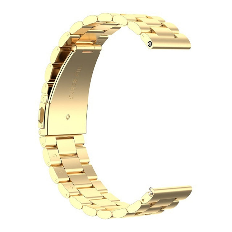 For Huawei GT2/GT/Samsung Galaxy Watch 46mm R800/Samsung Gear S3 22mm 3-Beads Stainless Steel Watch Band(Gold) by bashfashion