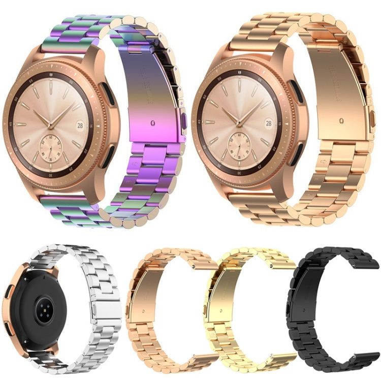 For Huawei GT2/GT/Samsung Galaxy Watch 46mm R800/Samsung Gear S3 22mm 3-Beads Stainless Steel Watch Band(Rose Gold) by bashfashion