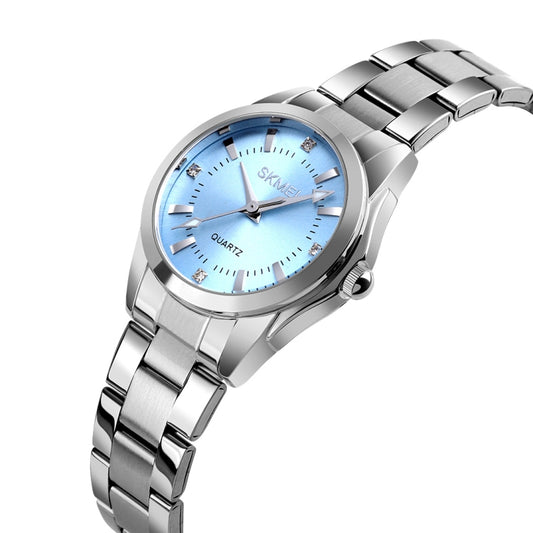 SKmei 1620 Delicate Rhinestone Creative Casual Waterproof Quartz Women Watch Steel Strap Watch(Blue) by SKMEI