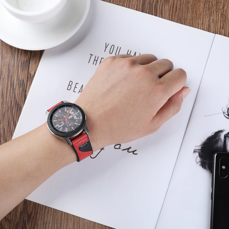 22mm For Huawei Watch GT2e / GT2 46mm Silicone Skin Carbon Fiber Watch Band(Red) by bashfashion