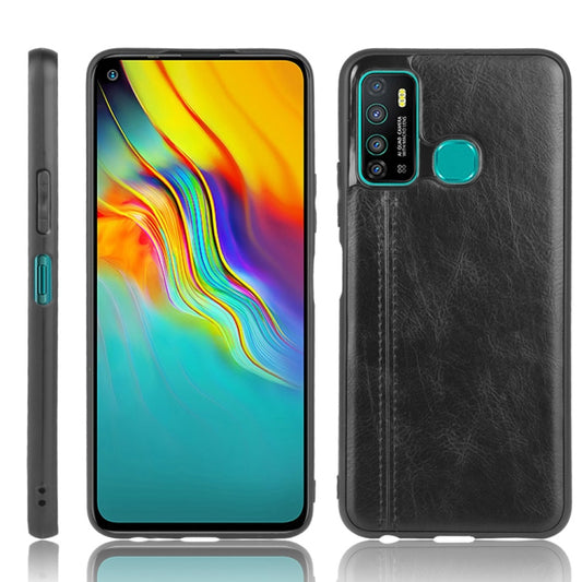 For Infinix Hot 9 Shockproof Sewing Cow Pattern Skin Texture PC + PU + TPU Case(Black) by idewei