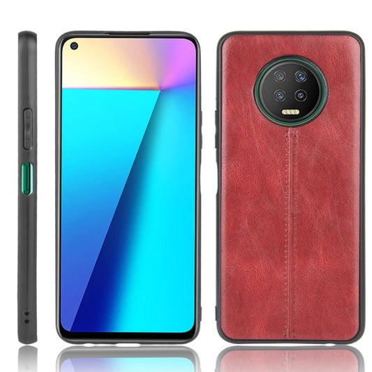 For Infinix Note 7 Shockproof Sewing Cow Pattern Skin Texture PC + PU + TPU Case(Red) by idewei