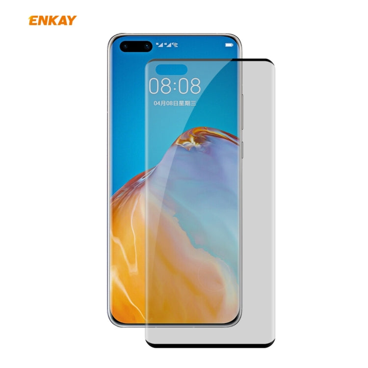 For Huawei P40 Pro ENKAY Hat-Prince 0.26mm 9H 3D Curved Heat Bending Privacy Anti-spy Full Screen Tempered Glass Film by ENKAY
