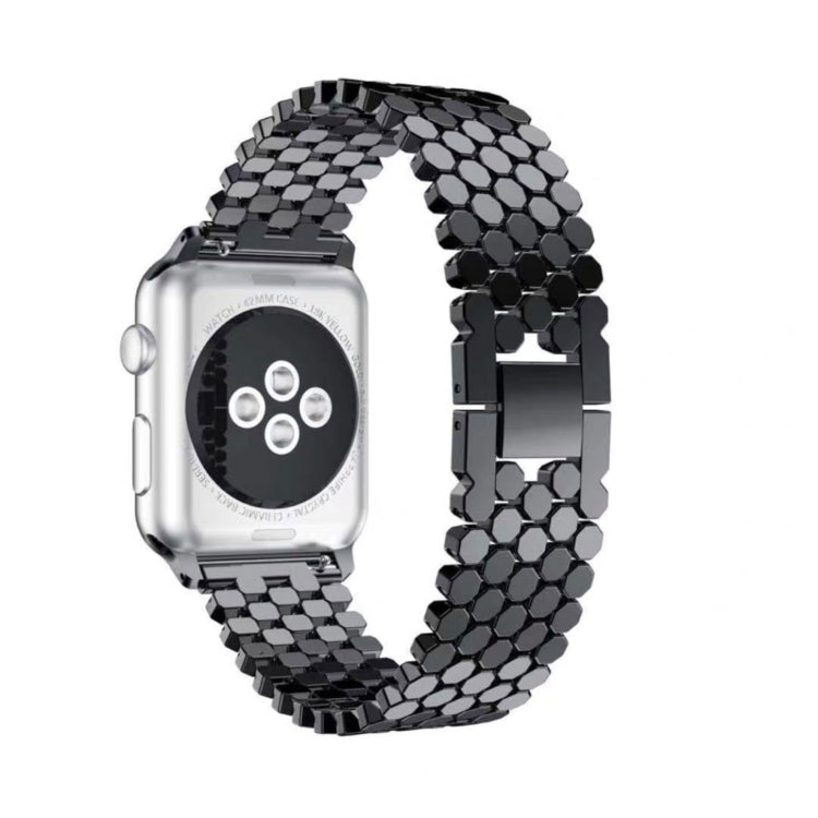 For Apple Watch Ultra 49mm&Watch Ultra 2 49mm / Series 9&8&7 45mm / SE 3&SE 2&6&SE&5&4 44mm / 3&2&1 42mm Honeycomb Stainless Steel Watch Band Strap(Black) by bashfashion